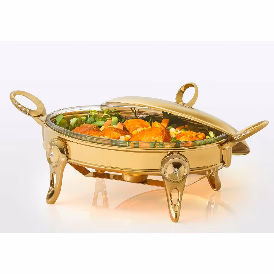 سوفله بیضی متوسط تک استیل مدل نگین دار (طلایی براق)