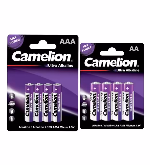 باتری قلمی و نیم قلمی کملیون مدل Ultra Alkaline بسته 8 عددی