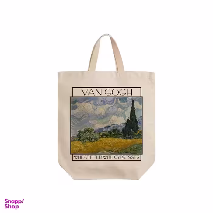 ساک خرید ترمه طراحان ایده مدل مزرعه گندم و درختان سرو از ونگوگ کد art007 - s