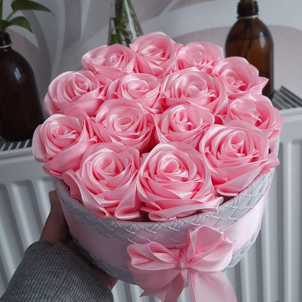 باکس گل رز روبانی صورتی