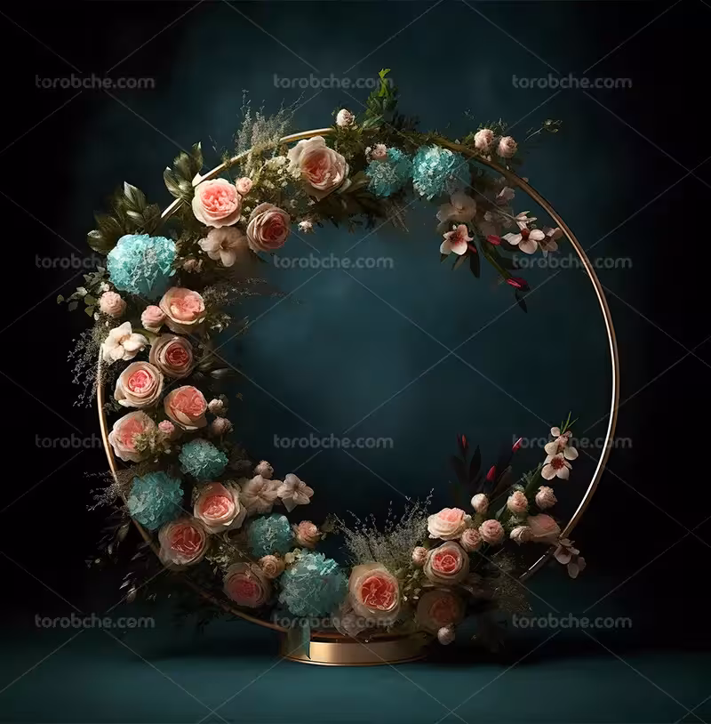 بک دراپ عکاسی با گل های صورتی و برگ سبز | گرافیک با طعم تربچه