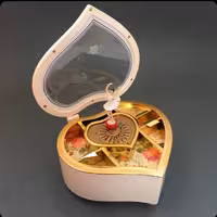 جعبه موزیکال قلب سفید با عروسک رقاص فانتزی زیبا جذاب 