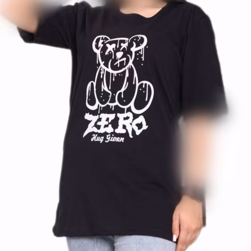 تیشرت لانگ، دورو پنبه، طرح تدی - قد 75 ارسال فوری