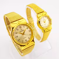 ست ساعت مچی سونیکس Sonex موتور قدرتمند استیل طلایی ضدآب رنگ ثابت شیشه معدنی بهمراه جعبه ساعت و ارسال رایگان 