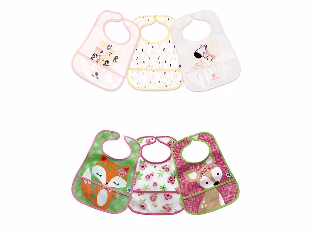 پیش بند چسبی جیب دار و ضد آب نوزادی دخترانه kikkaboo