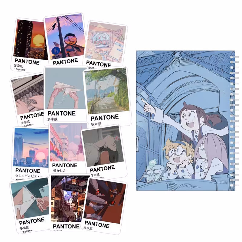 دفتر نقاشی باژیکان طرح انیمه پنتون 90s کد 20100911 به همراه برچسب مجموعه 12 عددی