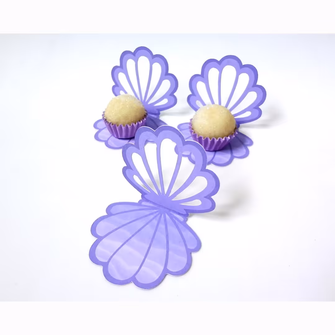 پک 6 عددی تزئینات  کاپ کیک حشن تولد طرح صدف تم پری دریای