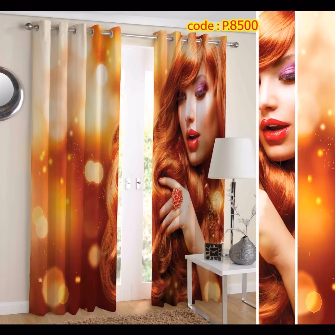 پرده اتاق خواب دخترانه دو قواره طرح رخ کد P8500