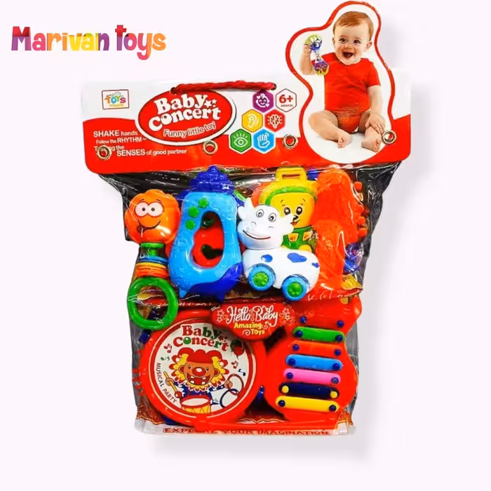 اسباب بازی ست جغجغه سایز بزرگ 8 تکه کامل نوزاد