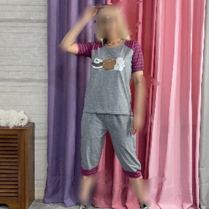 تیشرت شلوارک ملانژ لاکرادار