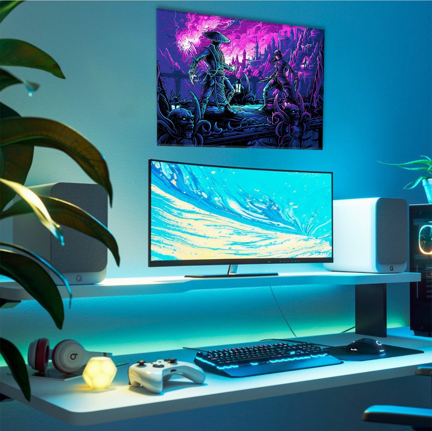 تابلو شاسی طرح نِیونی مورتال کمبت  سایز 21در30 مات کد c1-37