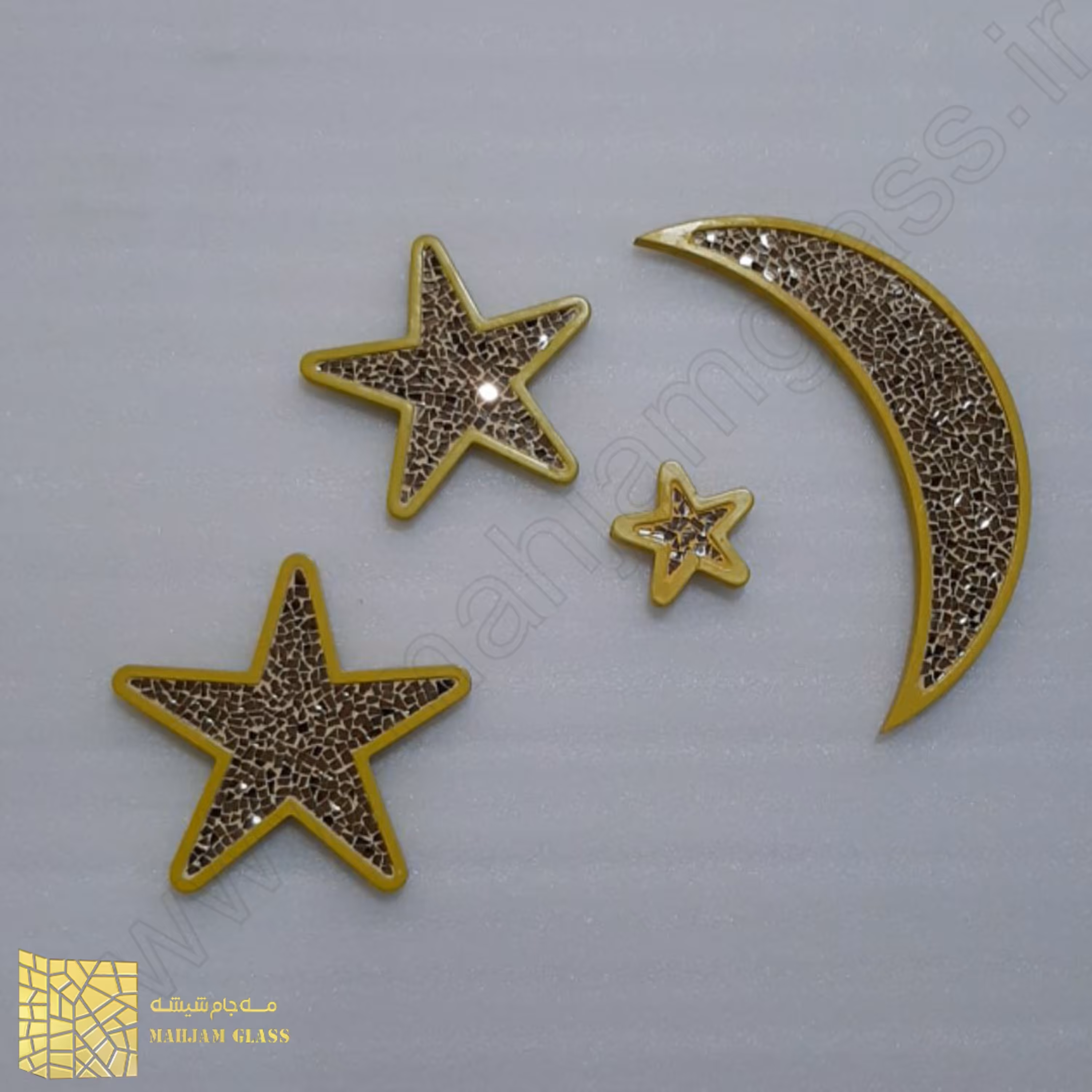 آینه قاب دار ماه و ستاره زرد