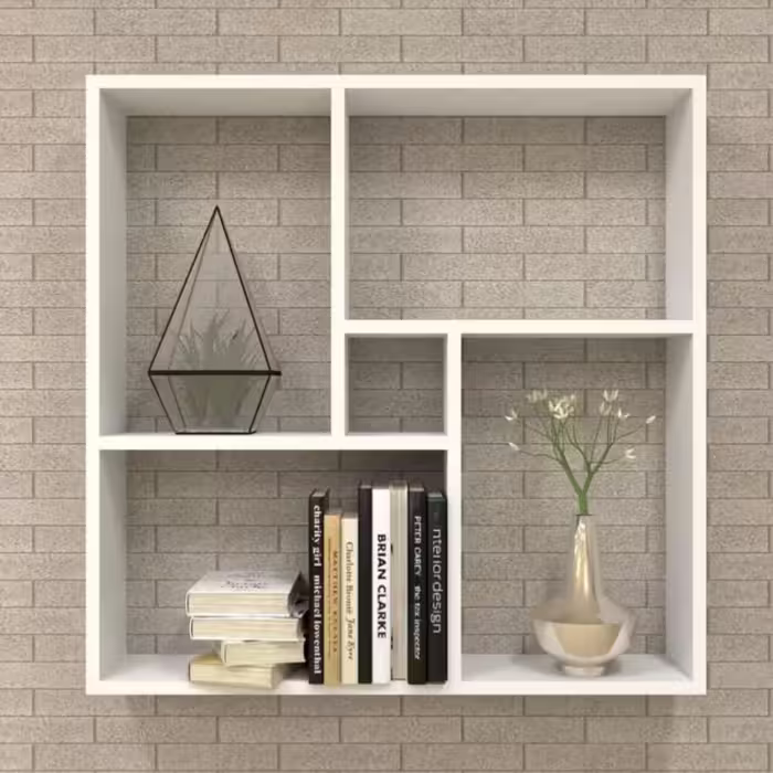 شلف کتابخانه دیواری Mdf مدل H20 رنگ طوسی 