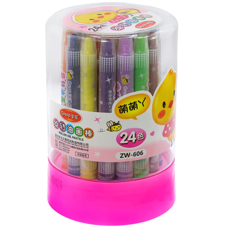 پاستل روغنی 24 رنگ استوانه ای پیچی طرح جوجه گرسپ Grasp