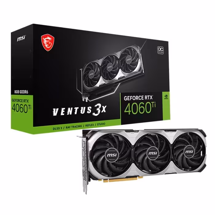 کارت گرافیک ام اس ای مدل GeForce RTX 4060 Ti VENTUS 3X OC حافظه 8 گیگابایت