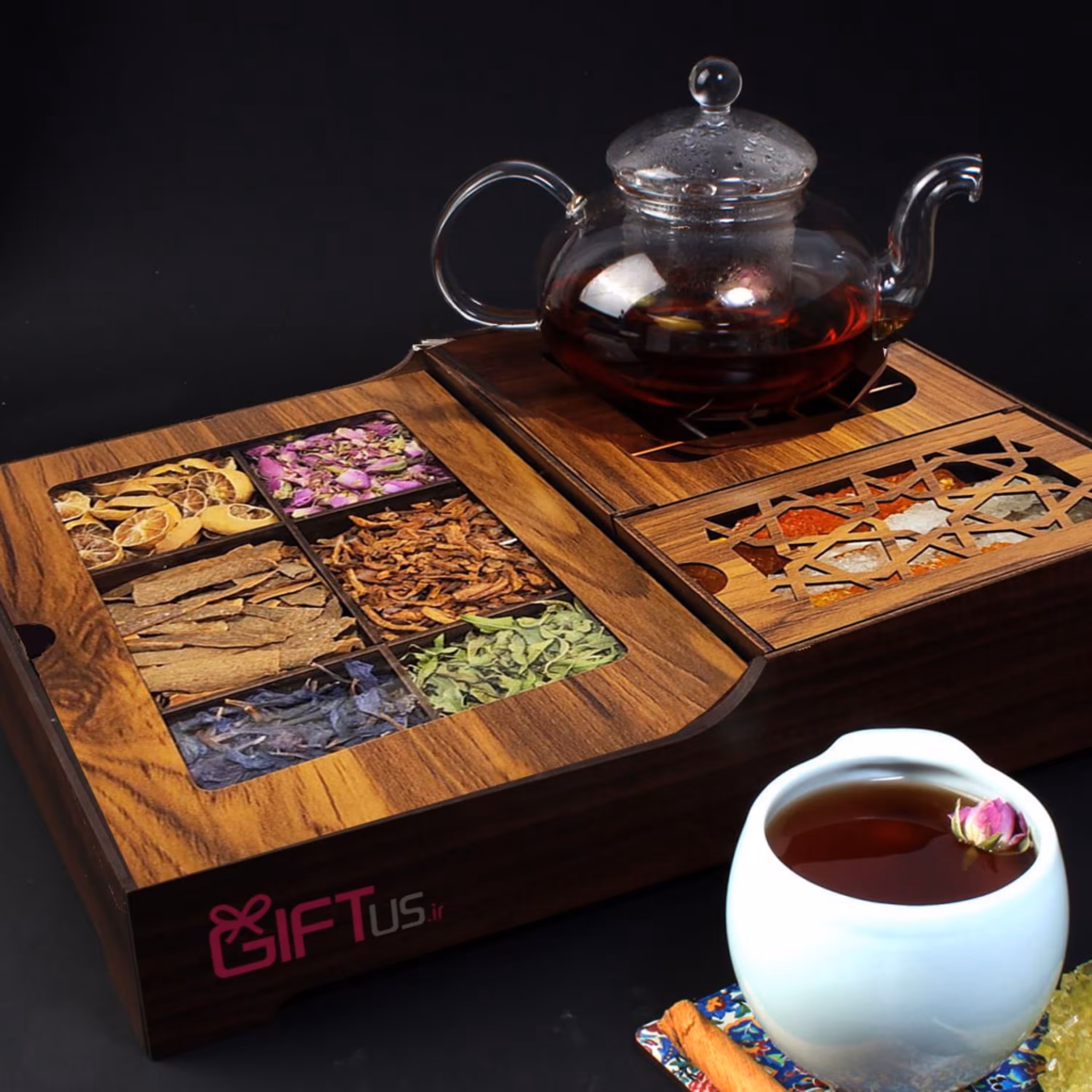 جعبه پذیرایی وارمردار دو رو مستطیلی با محتوا