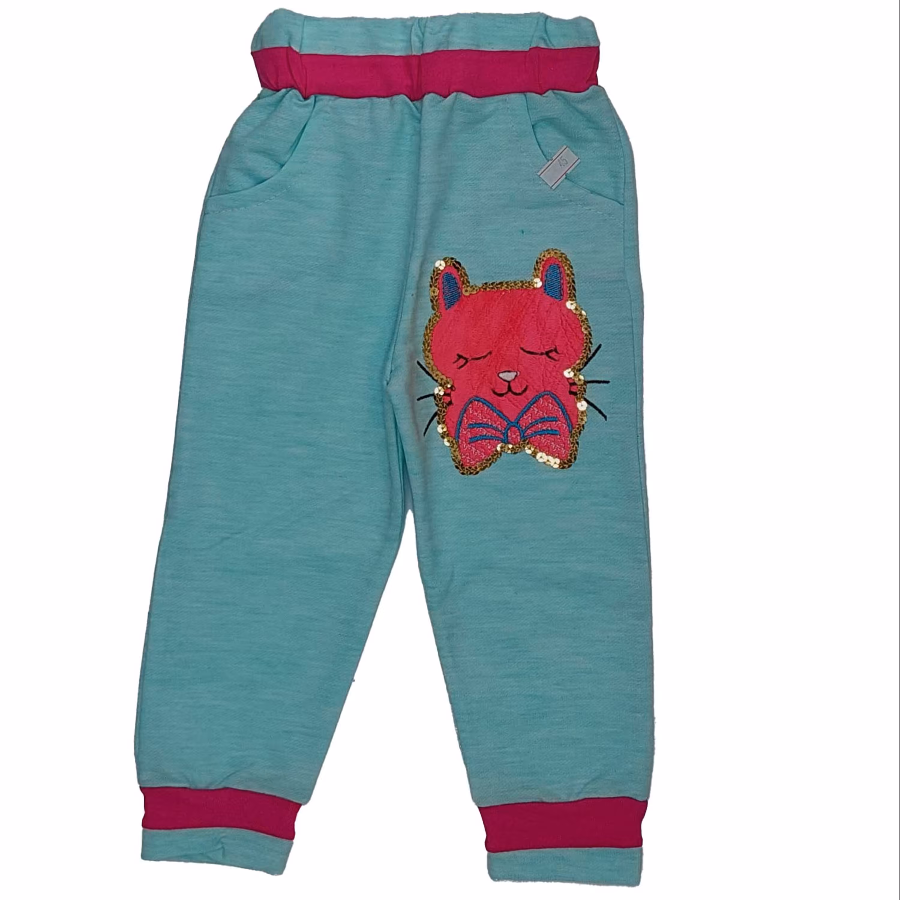 شلوار دخترانه  گربه سبز شیک دوخت کد 1622 سایز 40