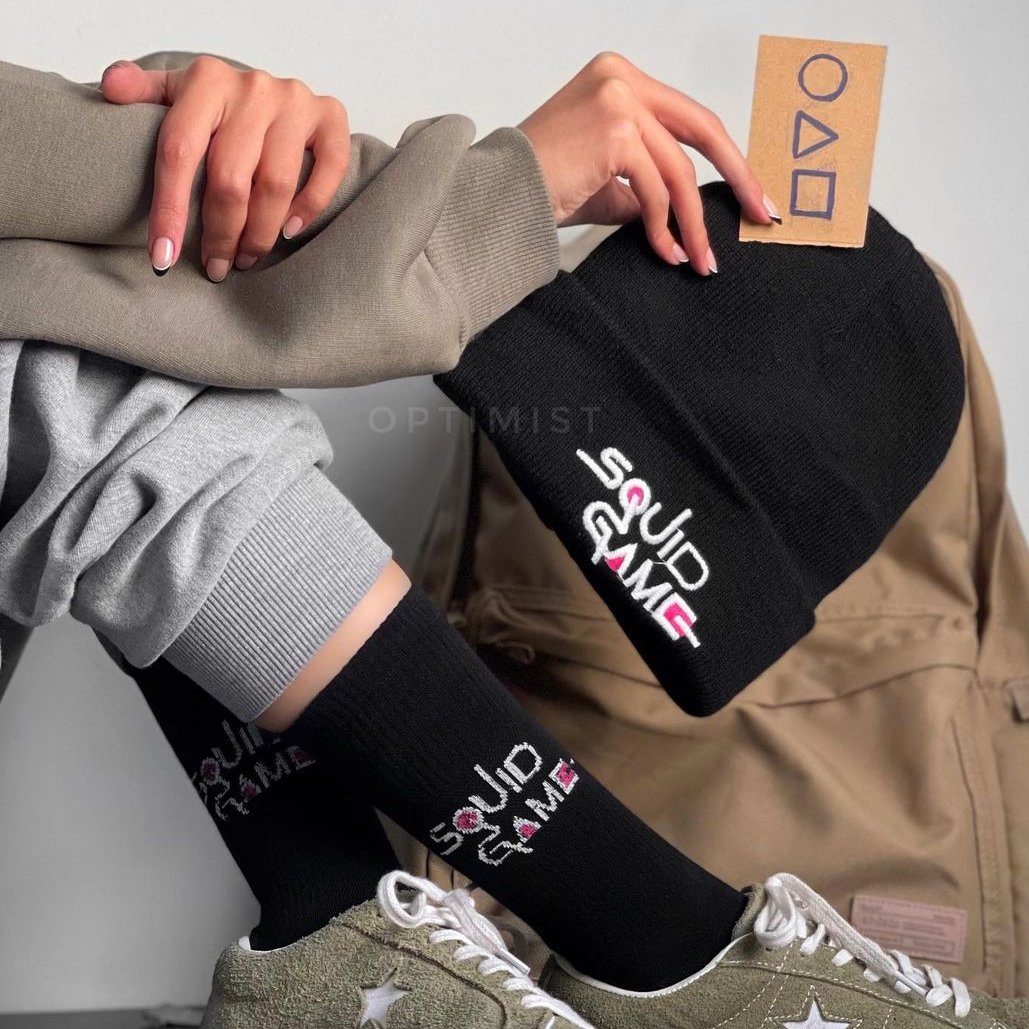 ست کلاه و جوراب Squid Game اسپرت نخ پنبه فری سای