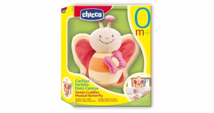 اسباب بازی چیکو عروسک موزیکال کش  پروانه صورتی  ضد حساسیت و قابل شستشو  اورجینال چیکو   chicco