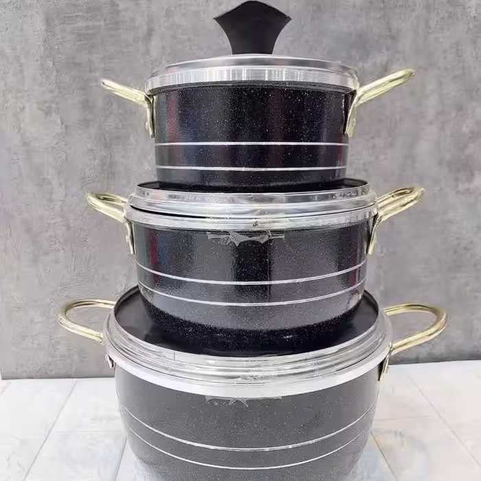 سرویس قابلمه سه تایی پرتو کالا لب پیچ داخل زنبوری 