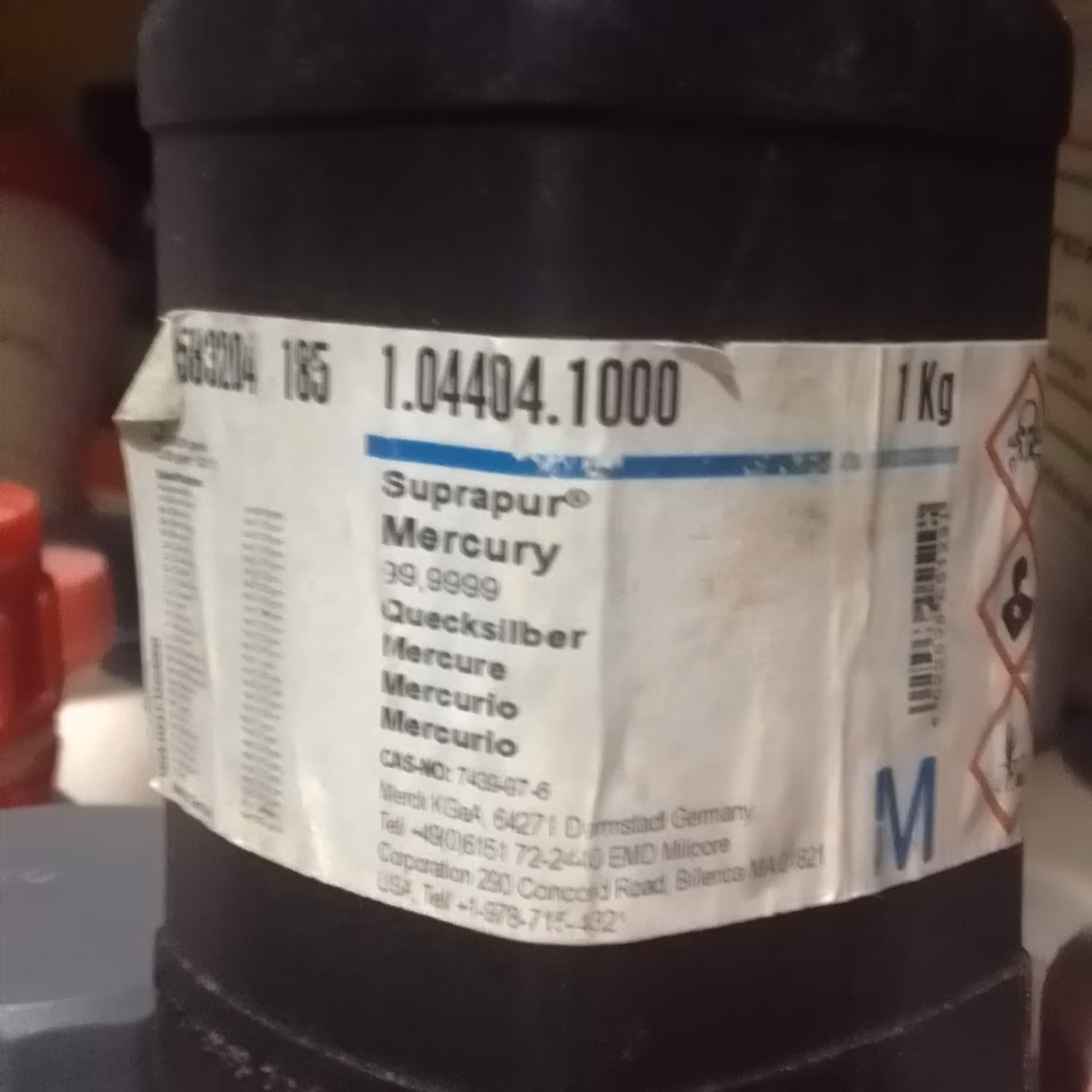 جیوه نقره یی مرک آلمان اصلی 1000 گرمی با خلوص بالا 99.9999