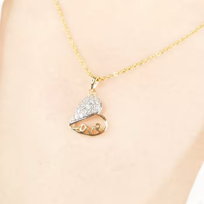 گردنبند قلبی برند ژوپینگ با زنجیر استیل45 سانتی کد 7462