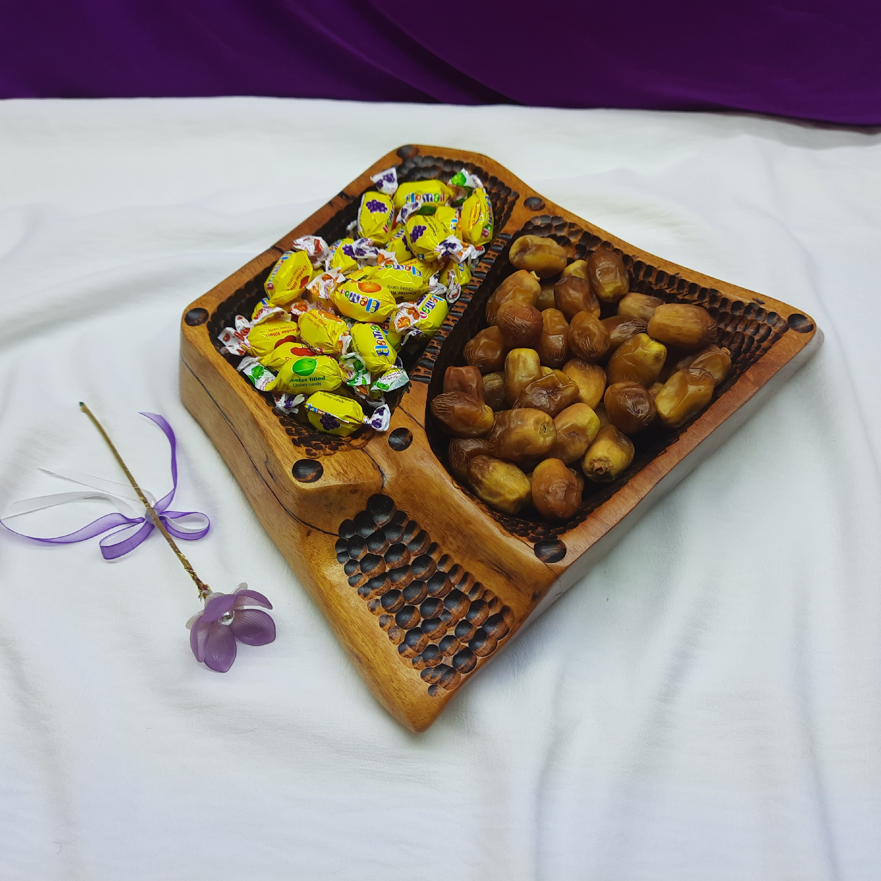 آجیل خوری اردوخوری چوب کنار طرح و نقش زیبا و دستساز  مناسب اجیل و تنقلات و