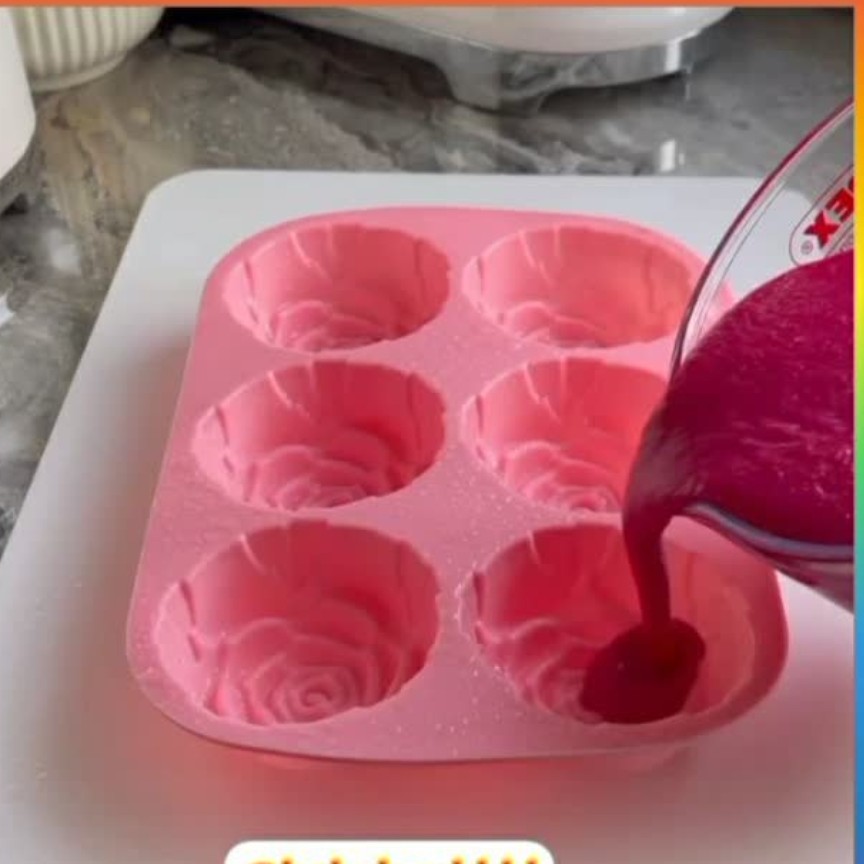 قالب سیلیکونی قالب گل رز سیلیکونی 6 خونه نرم و ژله ای برای شمع و قالب صابون تزیینی و دسر قطر حدود7ونیم و عمق حدود 3 سانت