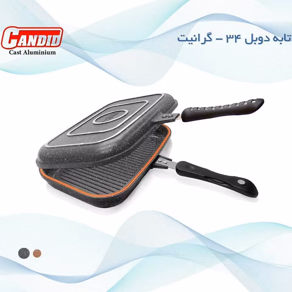 تابه دوطرفه کاندید  سایز 34 دو رو گرانیت خاکستری