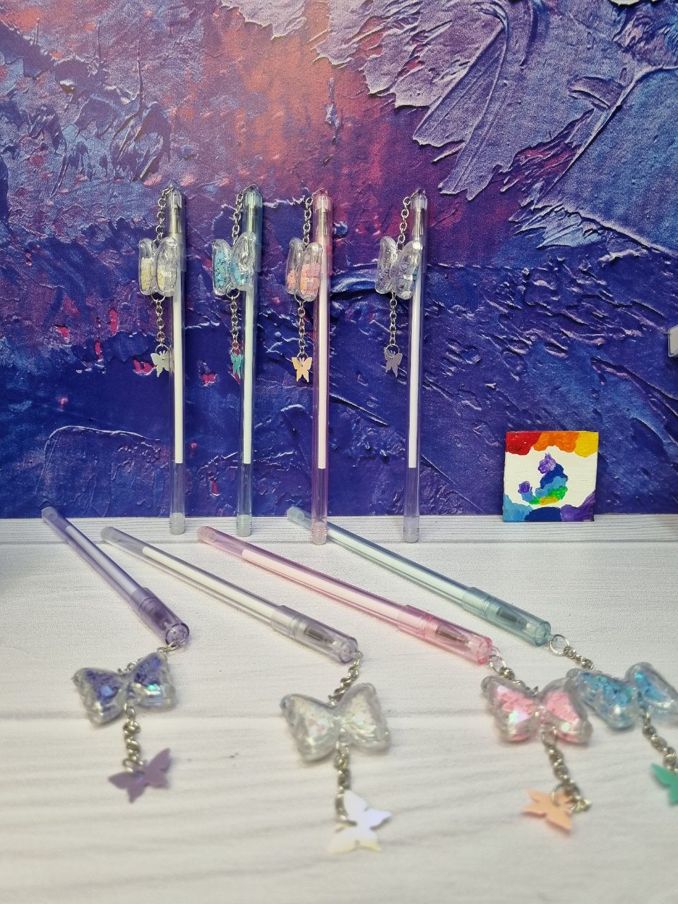 روان نویس آویز دار طرح پروانه با جوهر آبی