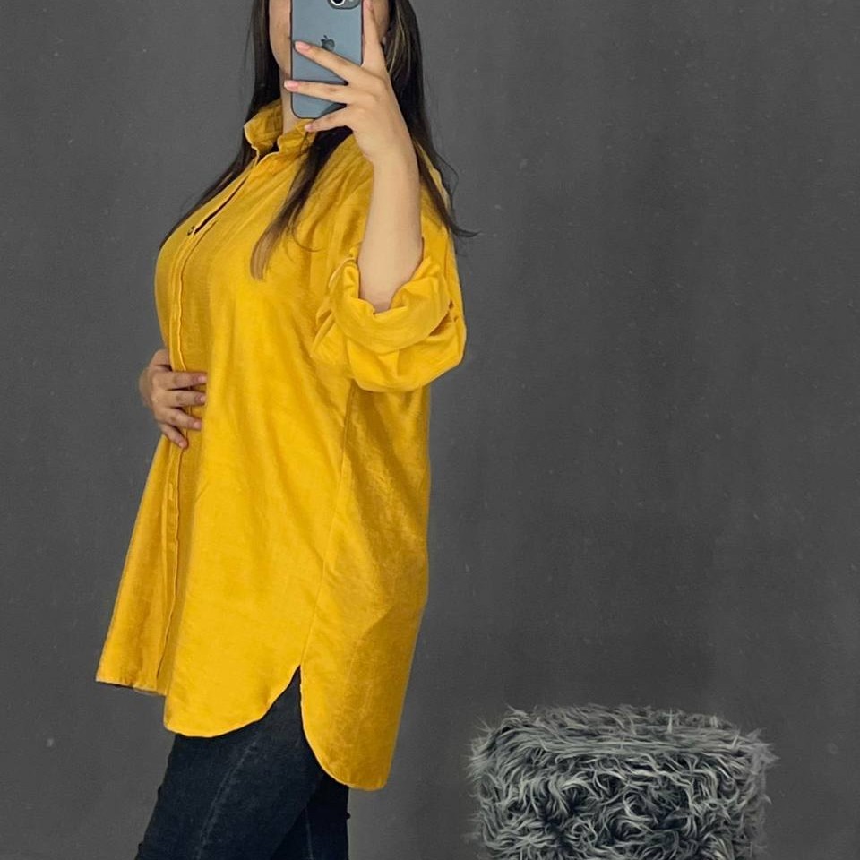 تونیک پیراهن زنانه جنس نخی بابوس زرد