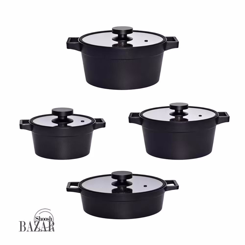 سرویس قابلمه 8 پارچه مشکی مدل دیاموند یونیک کد 8502