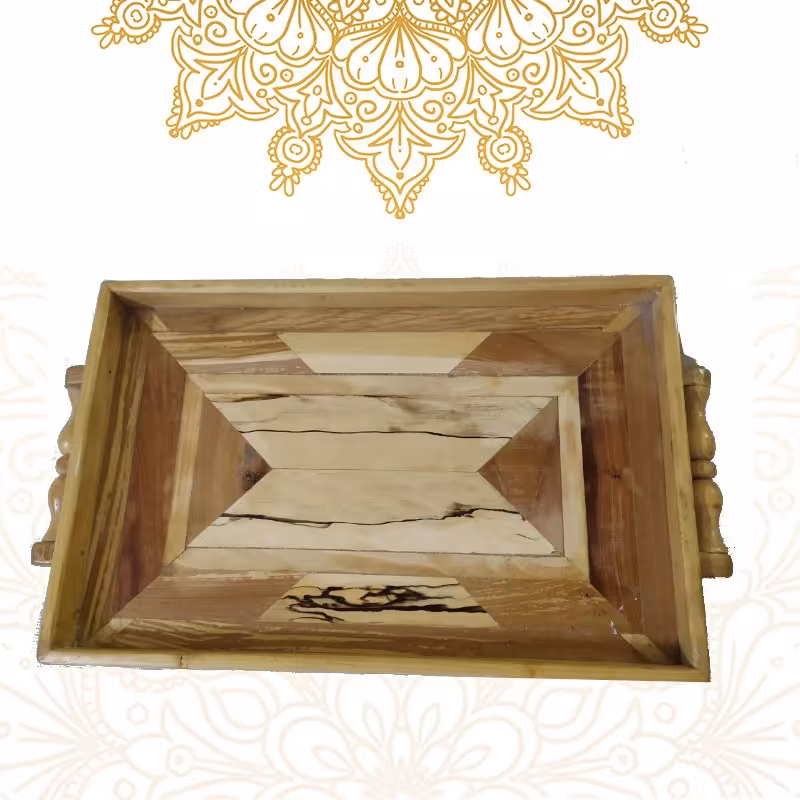 سینی چوبی لایه چینی دسته خراطی با ضمانت 36 ماهه