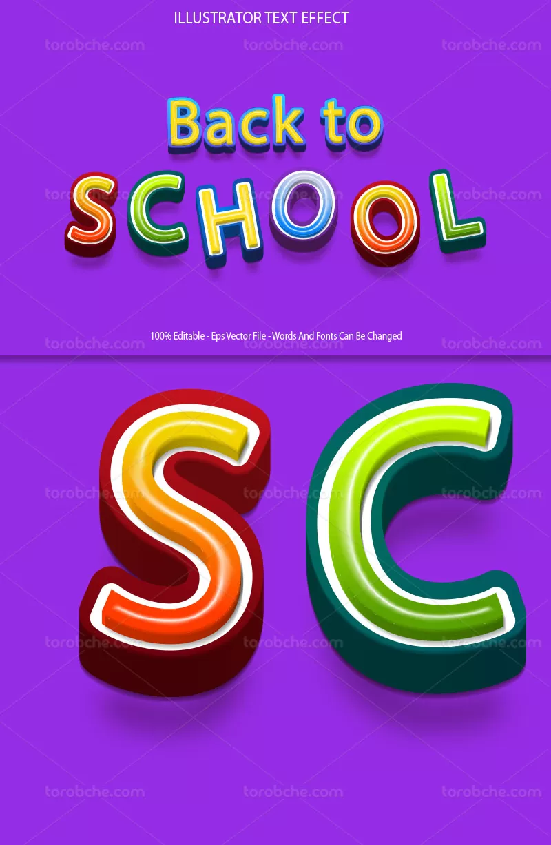 وکتور افکت متن رنگی | گرافیک با طعم تربچه