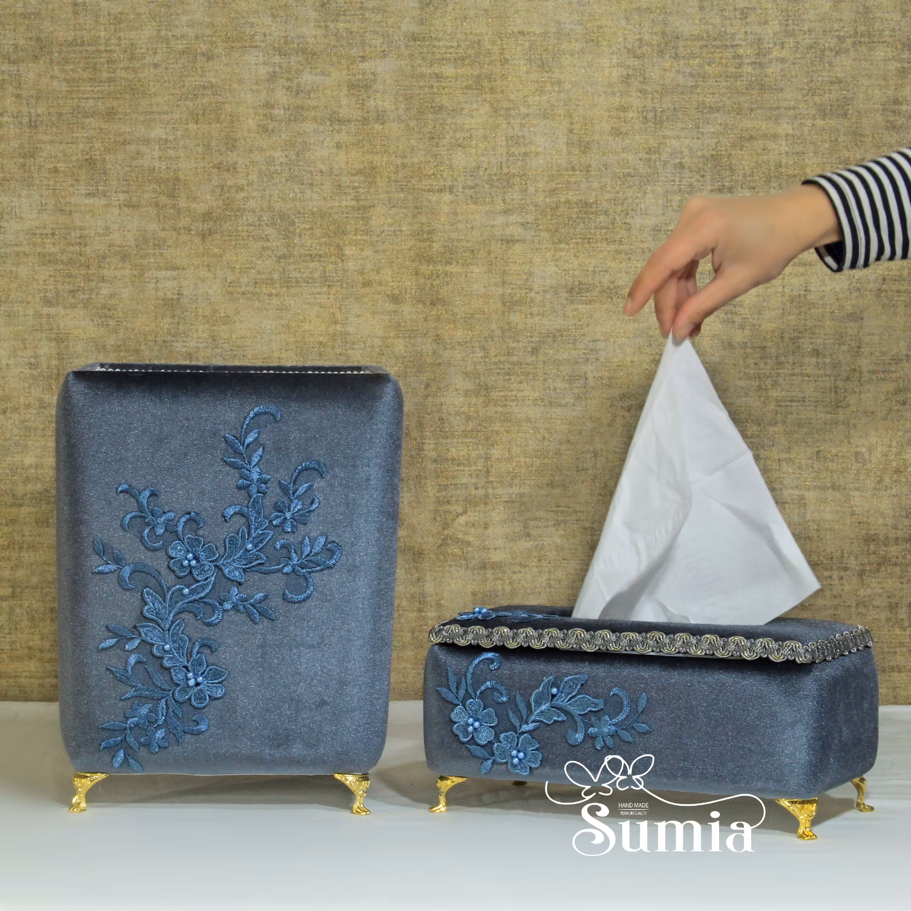 سطل زباله و جادستمالی مخملی 