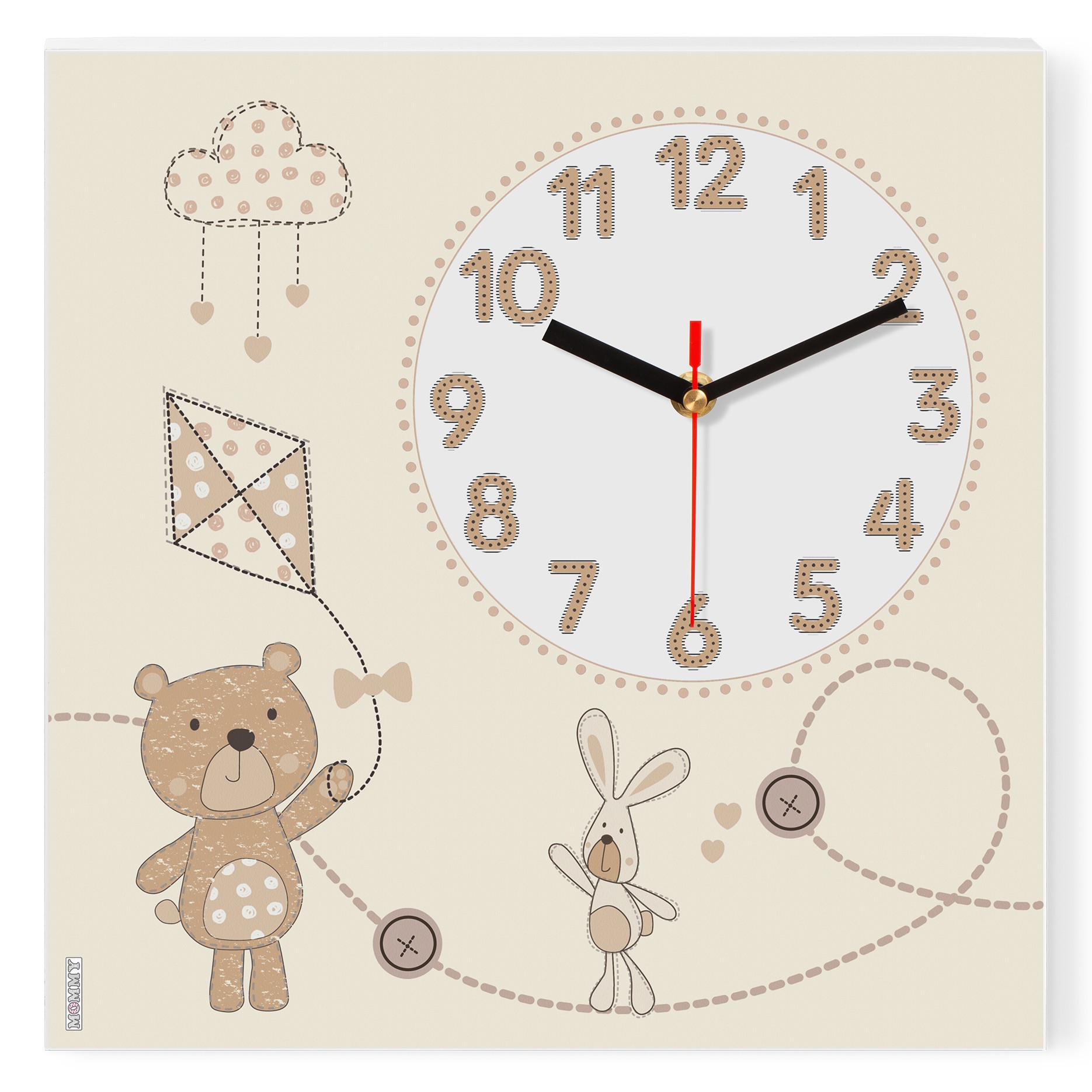 ساعت دیواری کودک MOMMY طرح خرس و خرگوش کد 9570