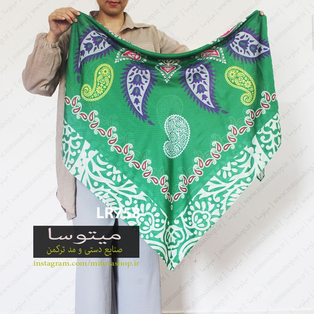 روسری نخی سنتی سبز
