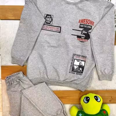 بلوز شلوار ملانژ پسرانه طرح awesome