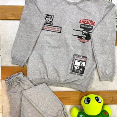 بلوز شلوار ملانژ پسرانه طرح awesome