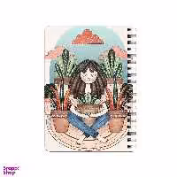 دفترچه یادداشت بامبیلیپ مدل چوبی طرح دختر و گلدانهایش کد 3223115