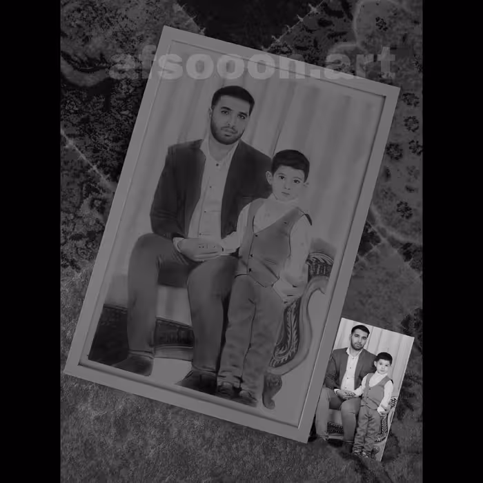 طراحی چهره سیاه قلم (سایز آ2)دو چهره سورپرایز تولد کادو و هدیه روز پدر ولنتاین روز مرد سالگرد ازدواج