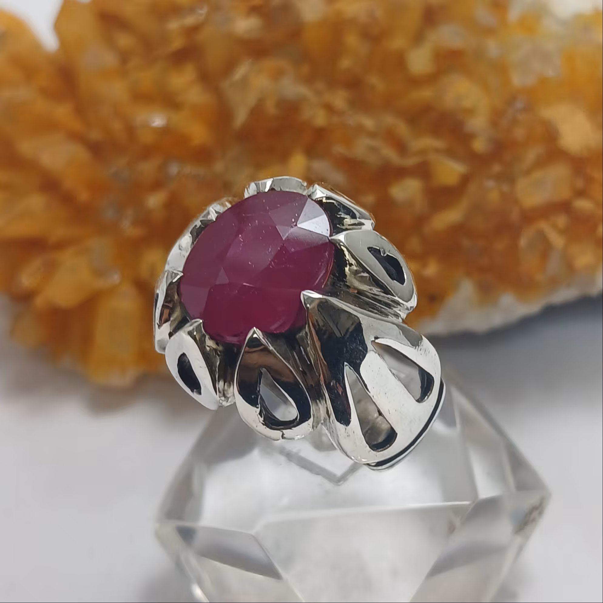 انگشتر نقره مردانه نگین یاقوت سرخ کد 10512695