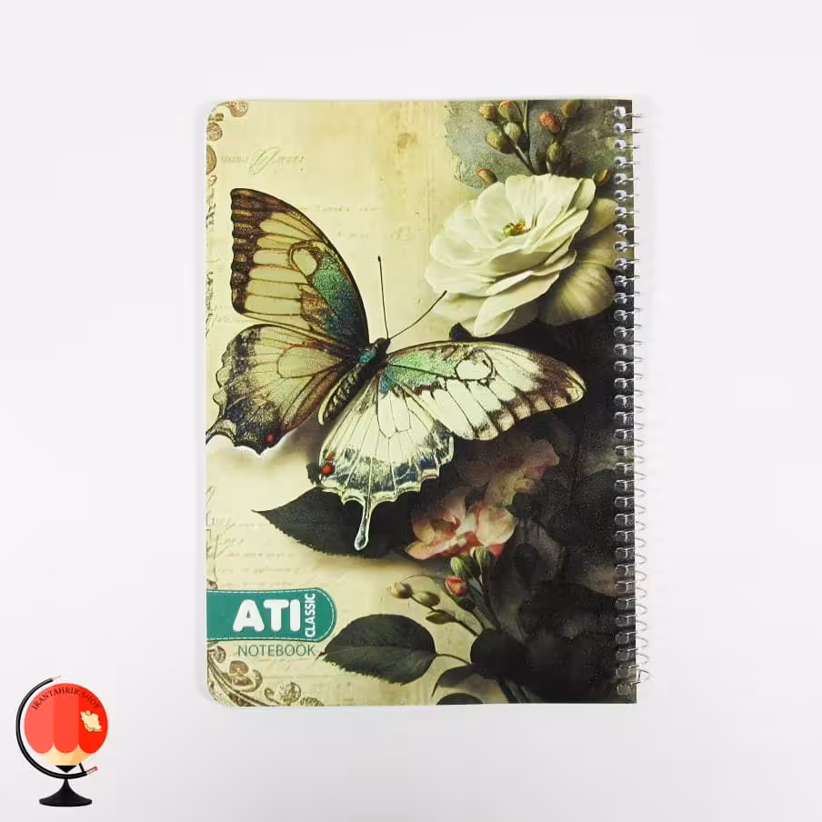 دفتر مشق 50 برگ سیمی طرح پروانه آتی