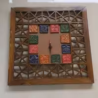 ساعت دیواری چوبی تلفیق کاشی ساعت سنتی  تحویل در باربری مقصد 