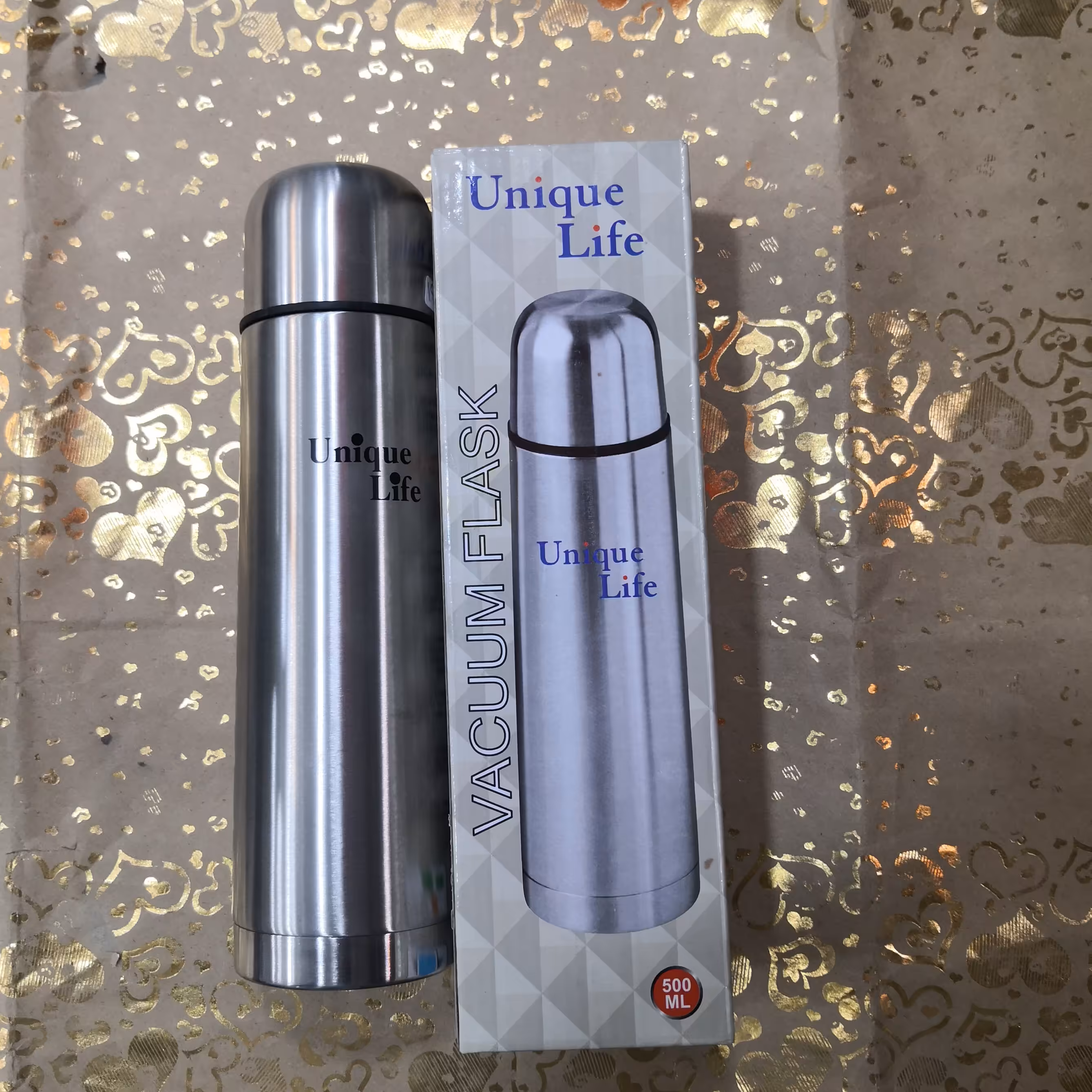 فلاسک 500میل مسافرتی استیل دوجداره کاور دار یونیک لایف اصلی با نگهداری بالای آب سرد و گرم 