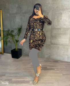 پیراهن مهمانی زنانه پولکی مدل زمرد