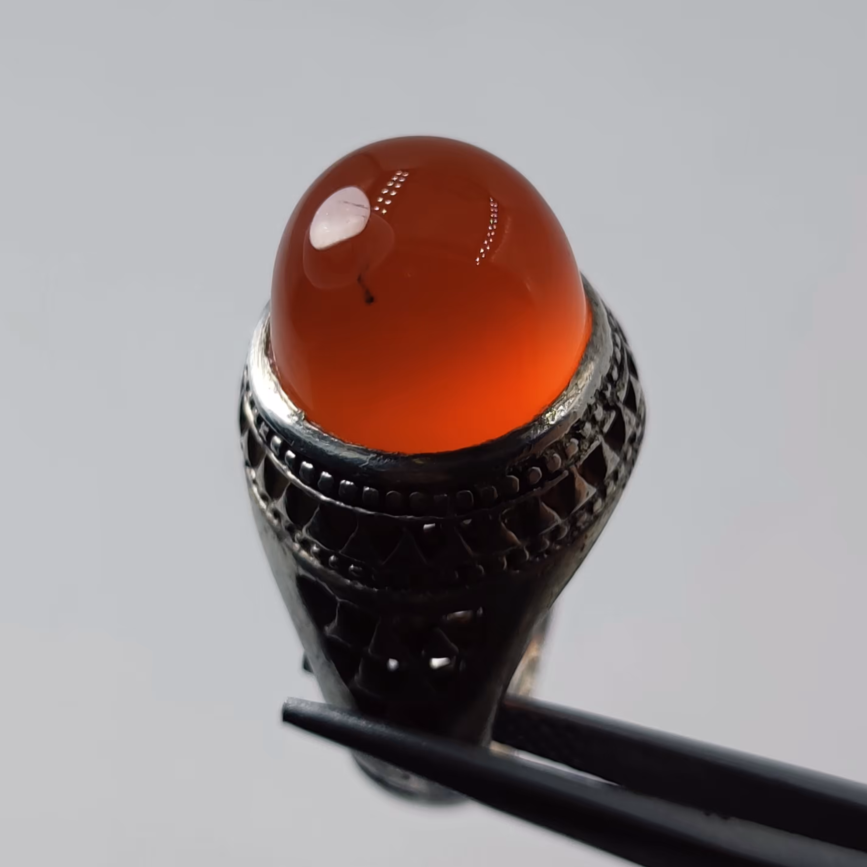 انگشتر نقره مردانه و عقیق یمنی پرتغالی معدنی          