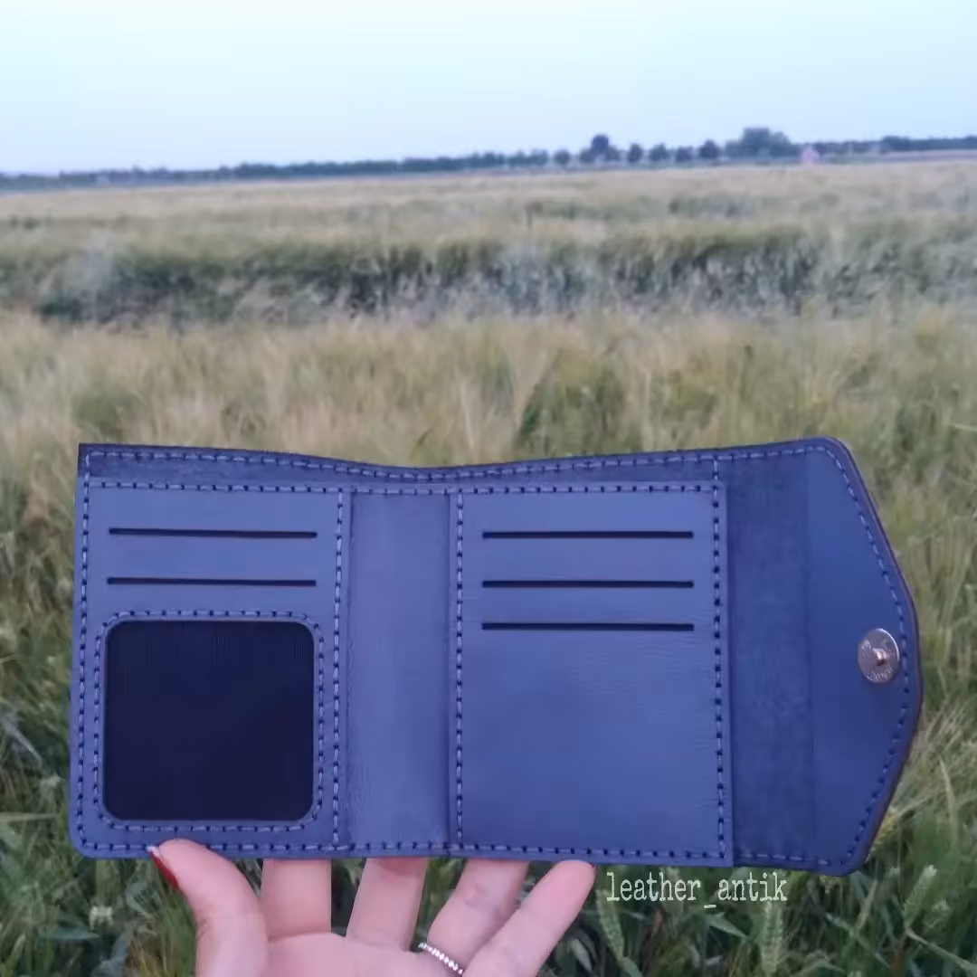 کیف پول چرم طبیعی دست دوز شیک