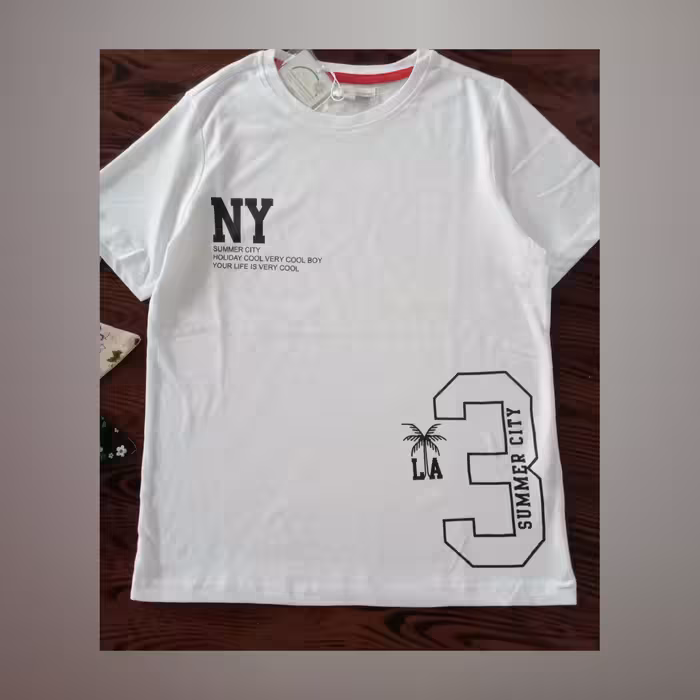 تیشرت نخ پنبه ای وارداتی شیک 10تا12سال