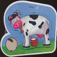 پازل چوبی دو زبانه دهکده طرح گاو 2 تکه


